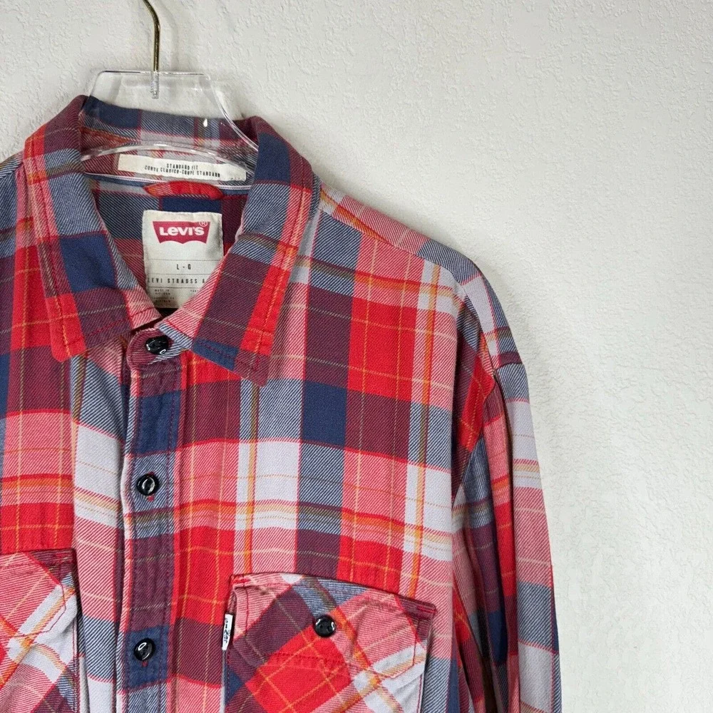 Levi's Men's Standard Fit Plaid Flannel Button Up Shirt Long Sleeve Multi Size L